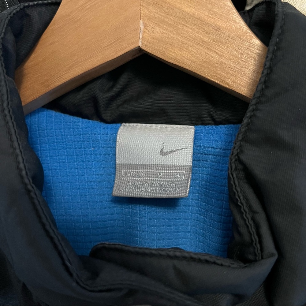 Vintage Nike Black Puffer Jacket Black Cropped Motorcycle Style Blue Stitching - Picture 8 of 13